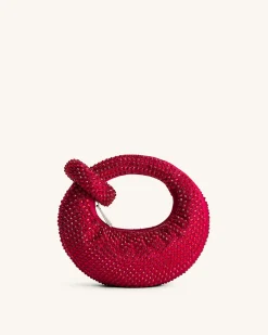 Abacus Artificial Crystal Mini Top Handle Bag - Red