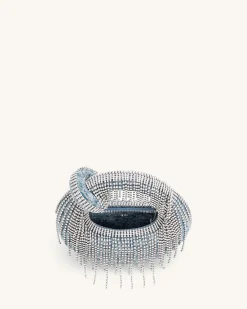 Abacus Denim Artificial Crystal Mini Top Handle Bag - Blue
