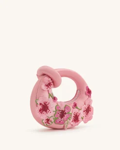 Abacus Embroidered Floral Mini Top Handle Bag - Pink