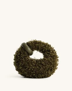 Abacus Faux Fur Mini Top Handle Bag - Dark Olive