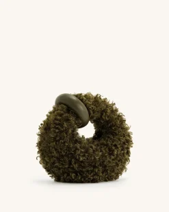 Abacus Faux Fur Mini Top Handle Bag - Dark Olive