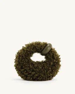 Abacus Faux Fur Mini Top Handle Bag - Dark Olive