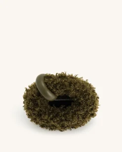 Abacus Faux Fur Mini Top Handle Bag - Dark Olive