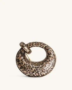 Abacus Metallic Sequin Mini Top Handle Bag - Leopard Print