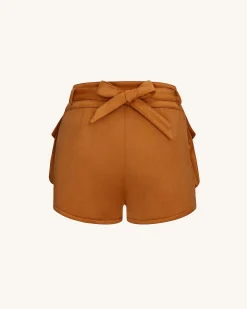 Abigail High-Waisted Utility Shorts - Brown