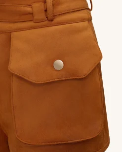 Abigail High-Waisted Utility Shorts - Brown