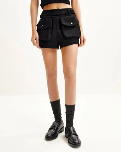 Abigail High-Waisted Utility Shorts - Black