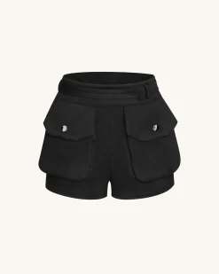 Abigail High-Waisted Utility Shorts - Black