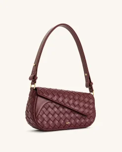 Addisyn Weave Texture Shoulder Bag - Burgundy