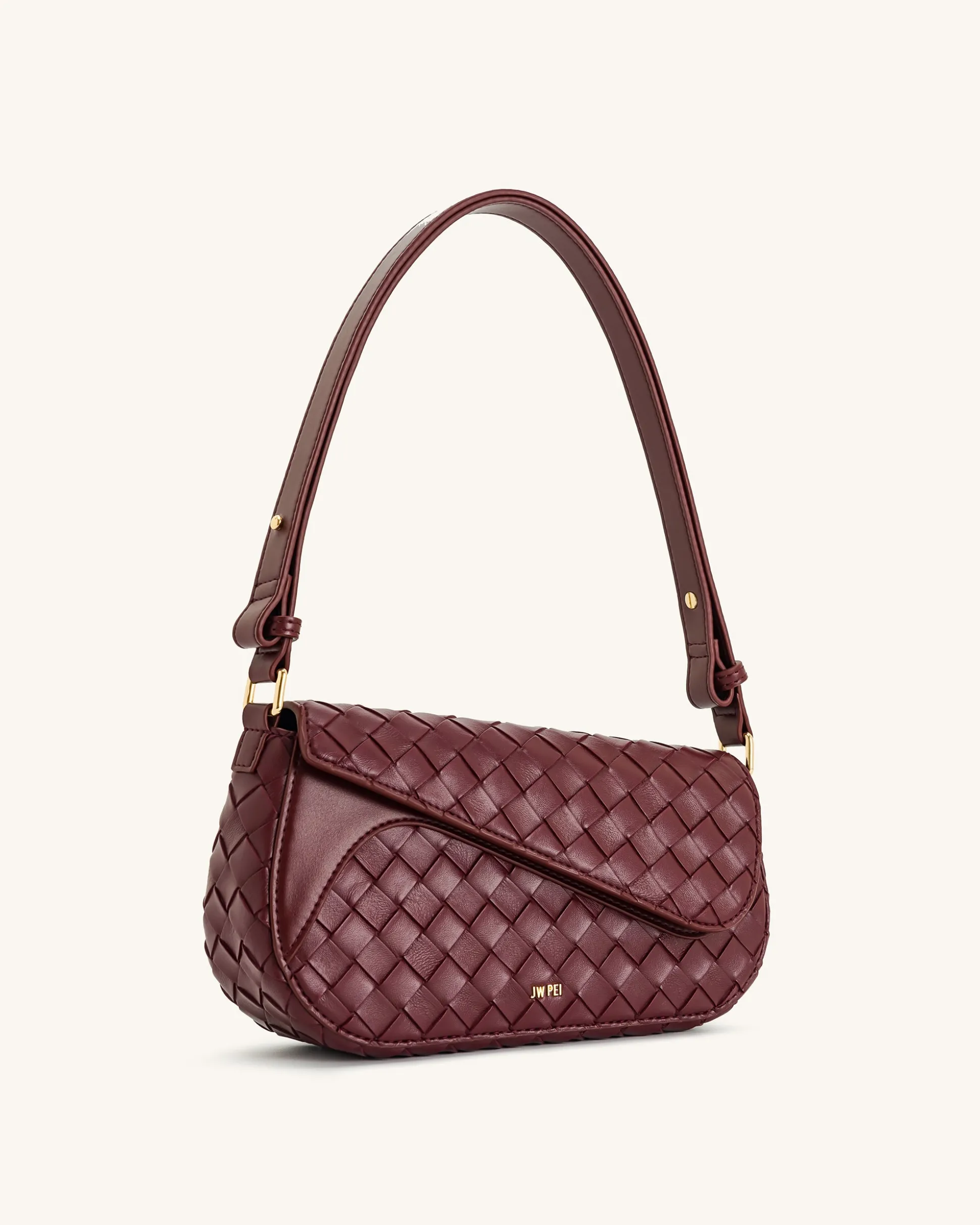 Addisyn Weave Texture Shoulder Bag - Burgundy