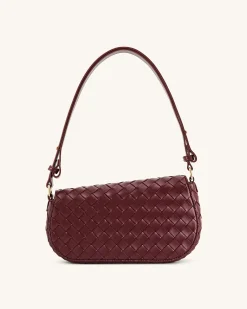 Addisyn Weave Texture Shoulder Bag - Burgundy