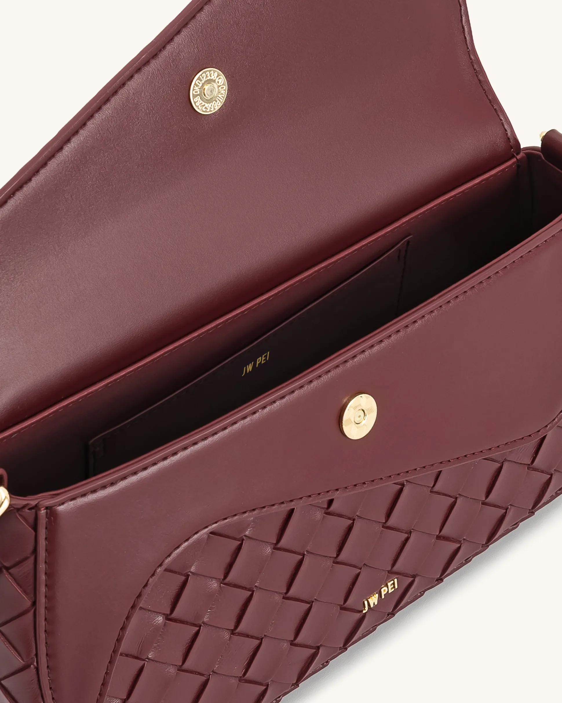 Addisyn Weave Texture Shoulder Bag - Burgundy