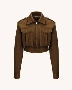 Adeline Faux Suede Jacket - Brown