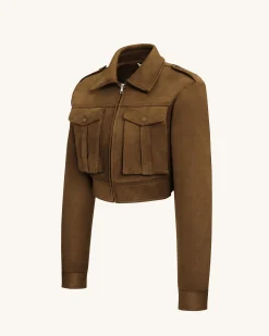 Adeline Faux Suede Jacket - Brown