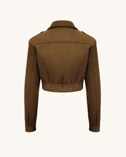 Adeline Faux Suede Jacket - Brown