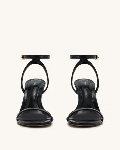 Alivia Gold Metal Heel Sandals - Black