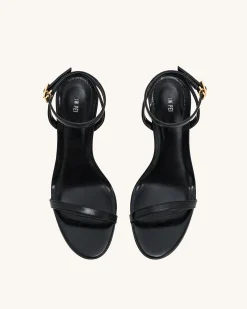 Alivia Gold Metal Heel Sandals - Black