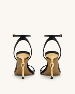 Alivia Gold Metal Heel Sandals - Black