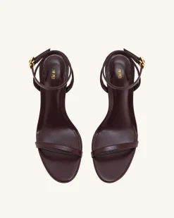 Alivia Gold Metal Heel Sandals - Claret Red