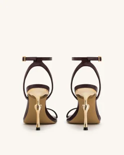 Alivia Gold Metal Heel Sandals - Claret Red