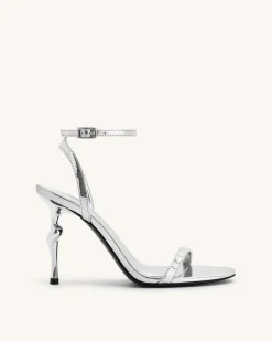 Alivia Gold Metal Heel Sandals - Silver
