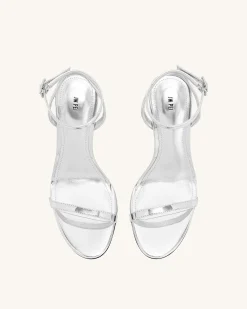 Alivia Gold Metal Heel Sandals - Silver