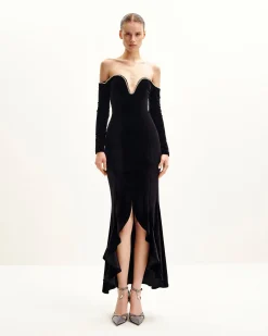 Allison Off-Shoulder Evening Gown - Black