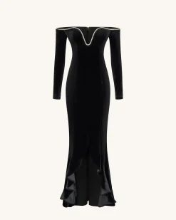 Allison Off-Shoulder Evening Gown - Black