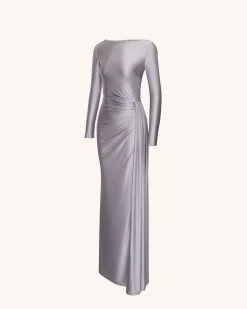 Amara Metallic Ruched Dress - Silver