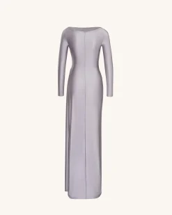 Amara Metallic Ruched Dress - Silver