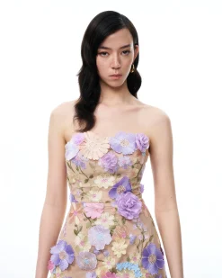 Amelie Floral Embroidered Mini Dress - Pastel Multi