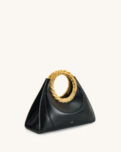Amiya Leaf Handle Sculpture Bag - Black