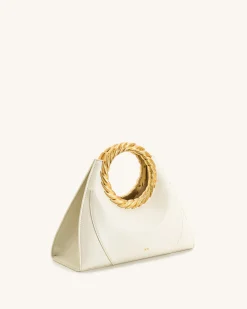 Amiya Leaf Handle Sculpture Bag - White