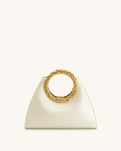 Amiya Leaf Handle Sculpture Bag - White