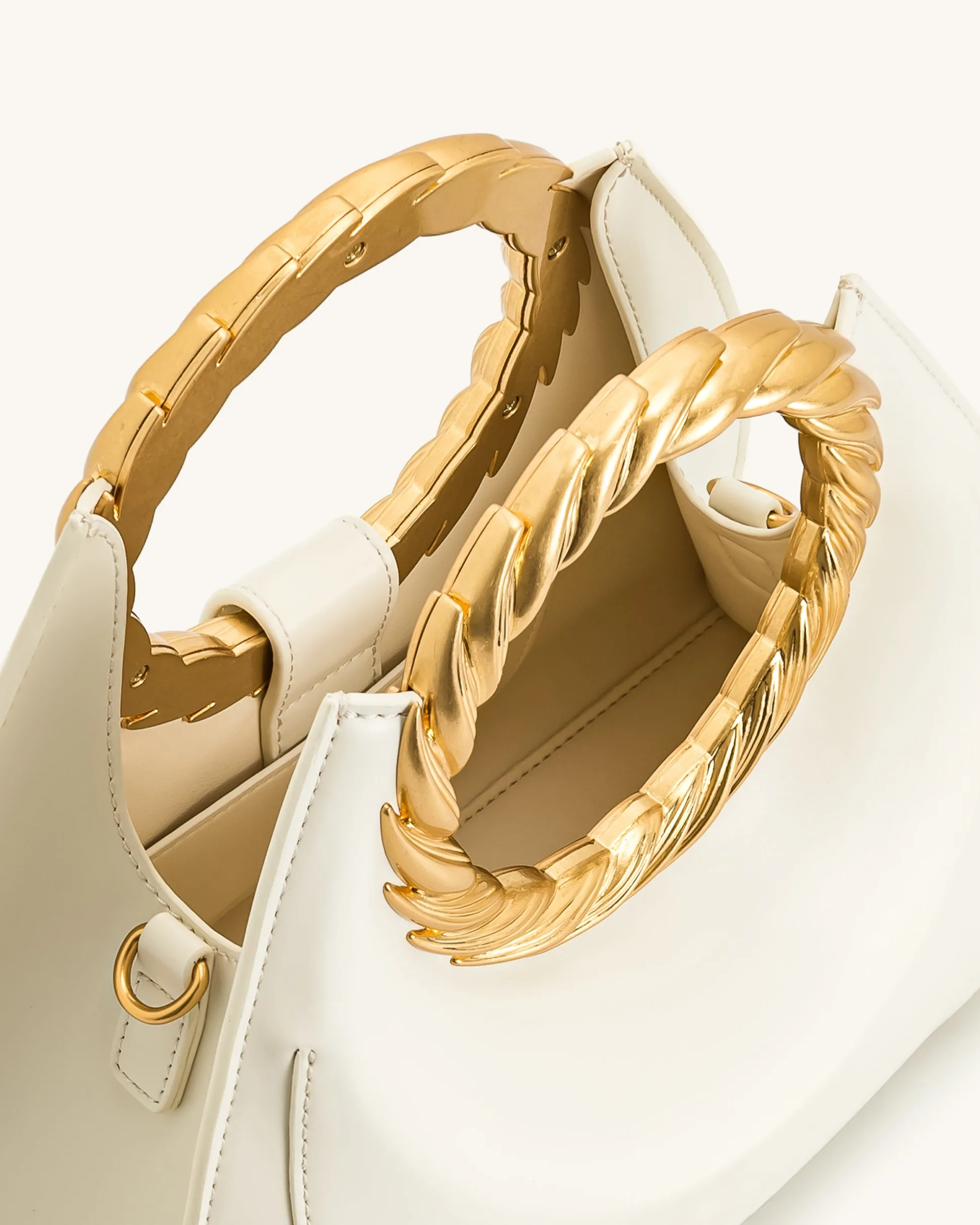 Amiya Leaf Handle Sculpture Bag - White