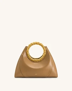 Amiya Leaf Handle Sculpture Bag - Brown