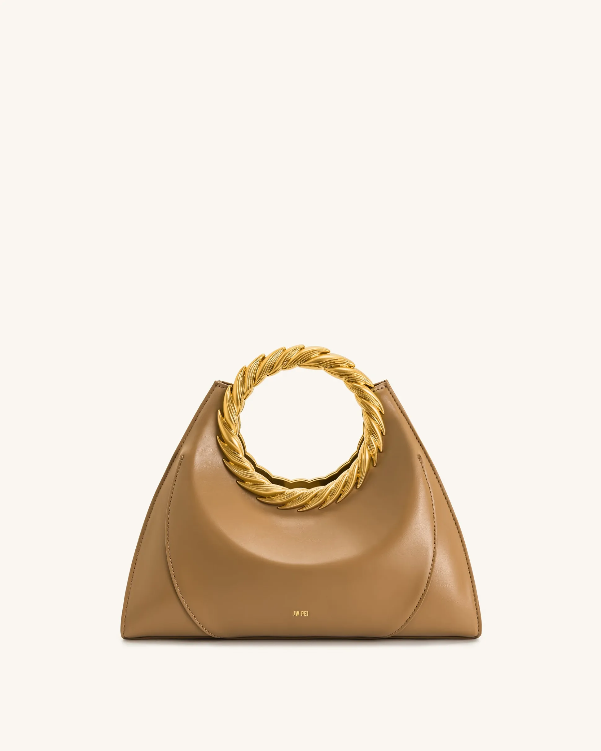 Amiya Leaf Handle Sculpture Bag - Brown