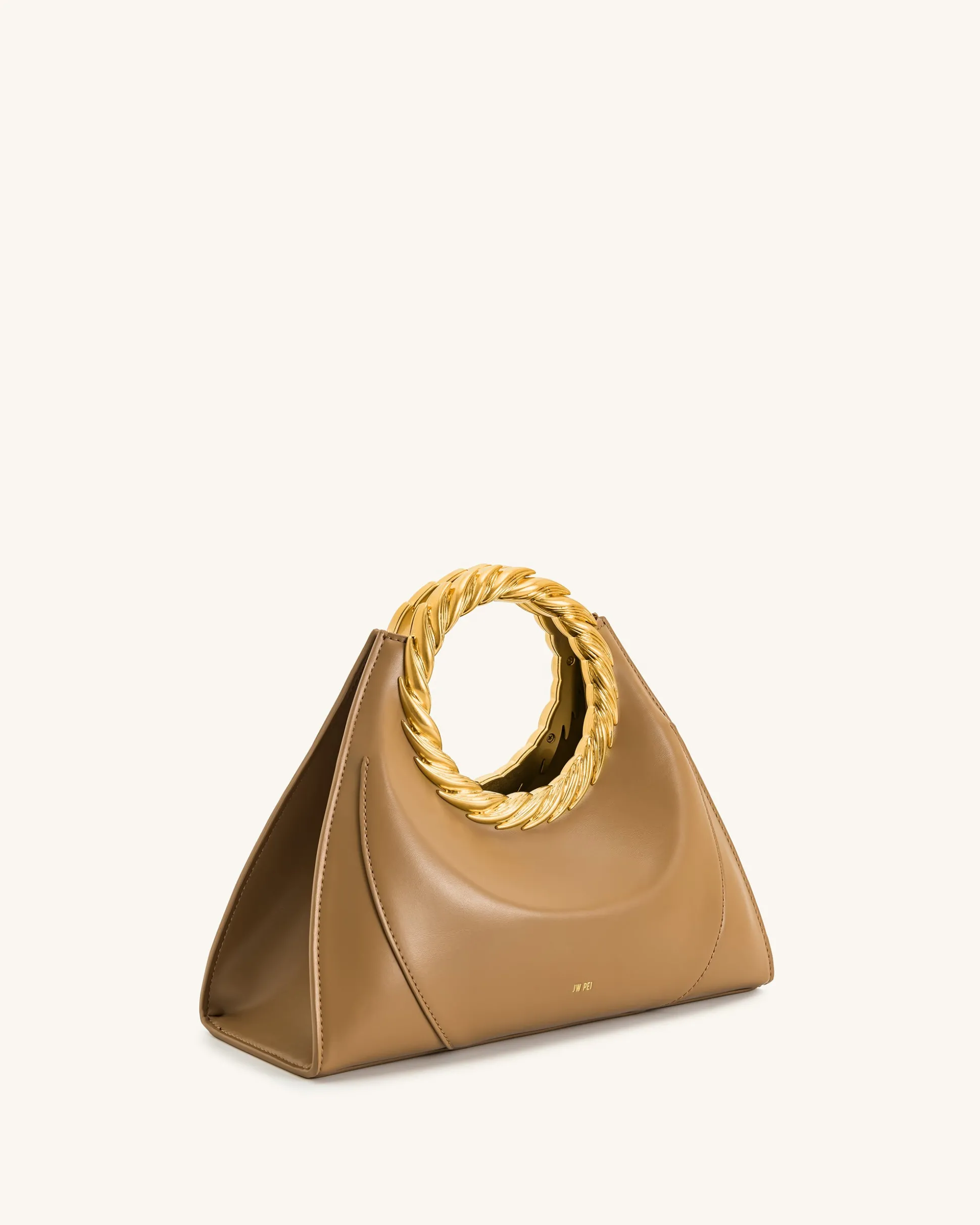 Amiya Leaf Handle Sculpture Bag - Brown