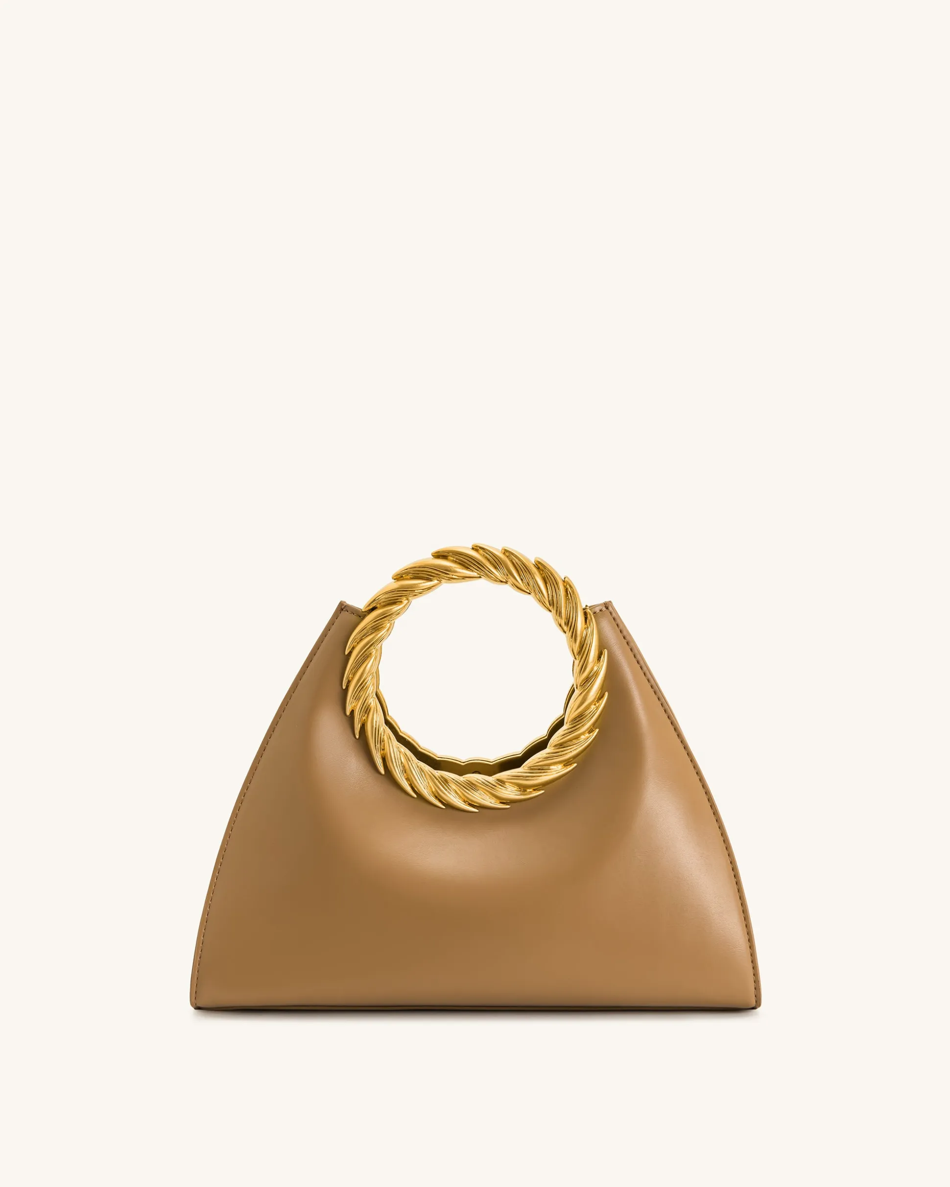 Amiya Leaf Handle Sculpture Bag - Brown