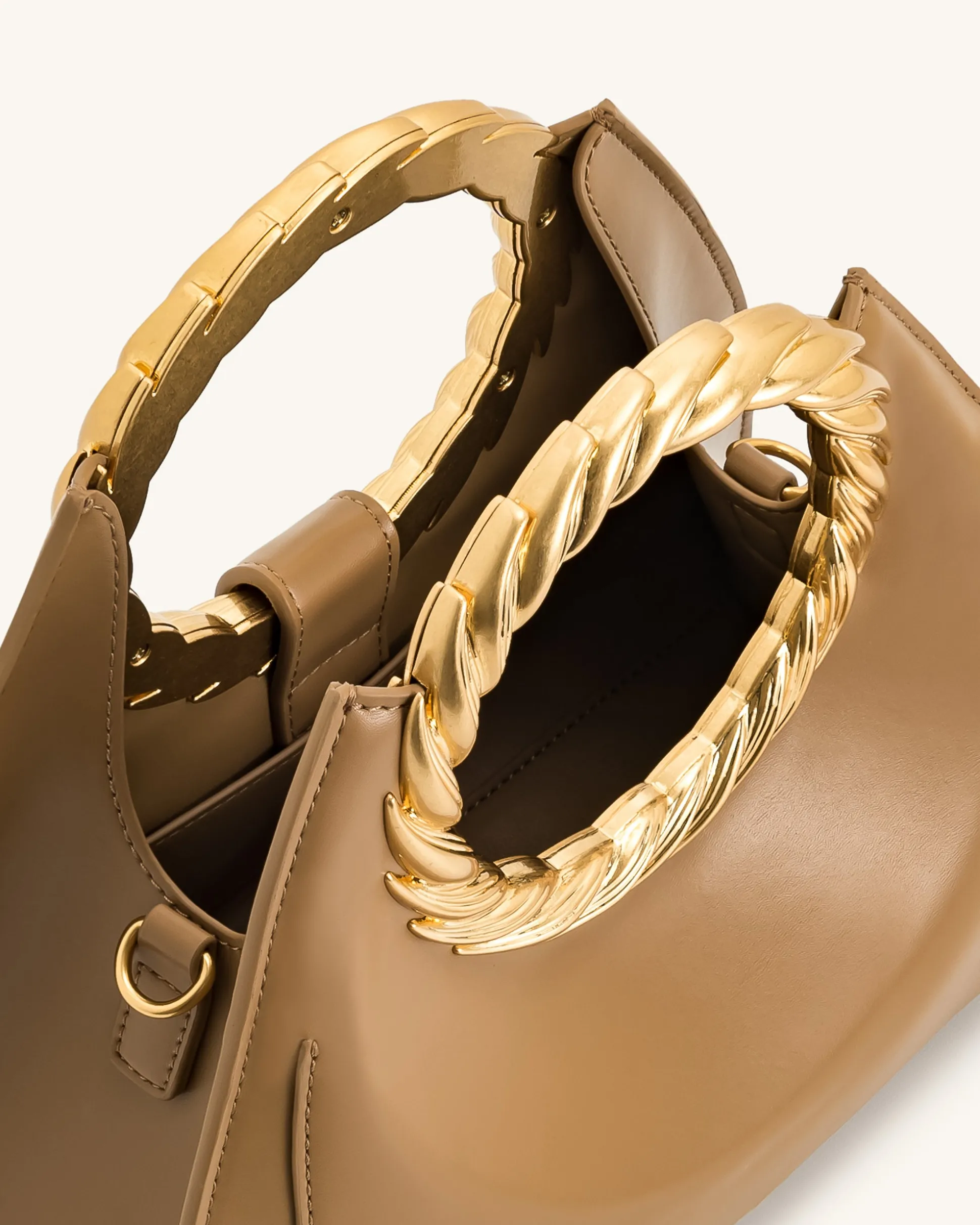 Amiya Leaf Handle Sculpture Bag - Brown