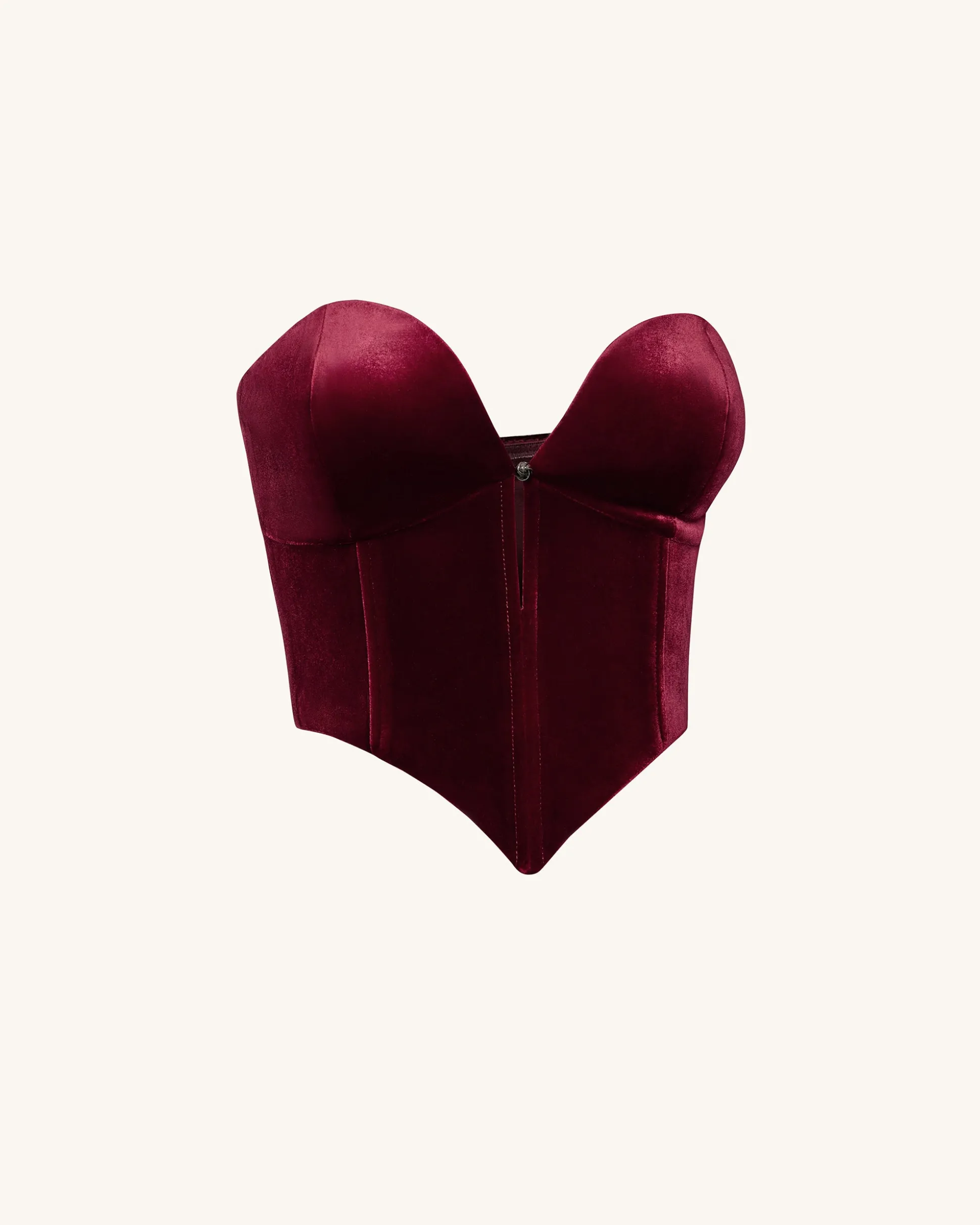 Anna Low-cut Velvet Corset Top - Claret