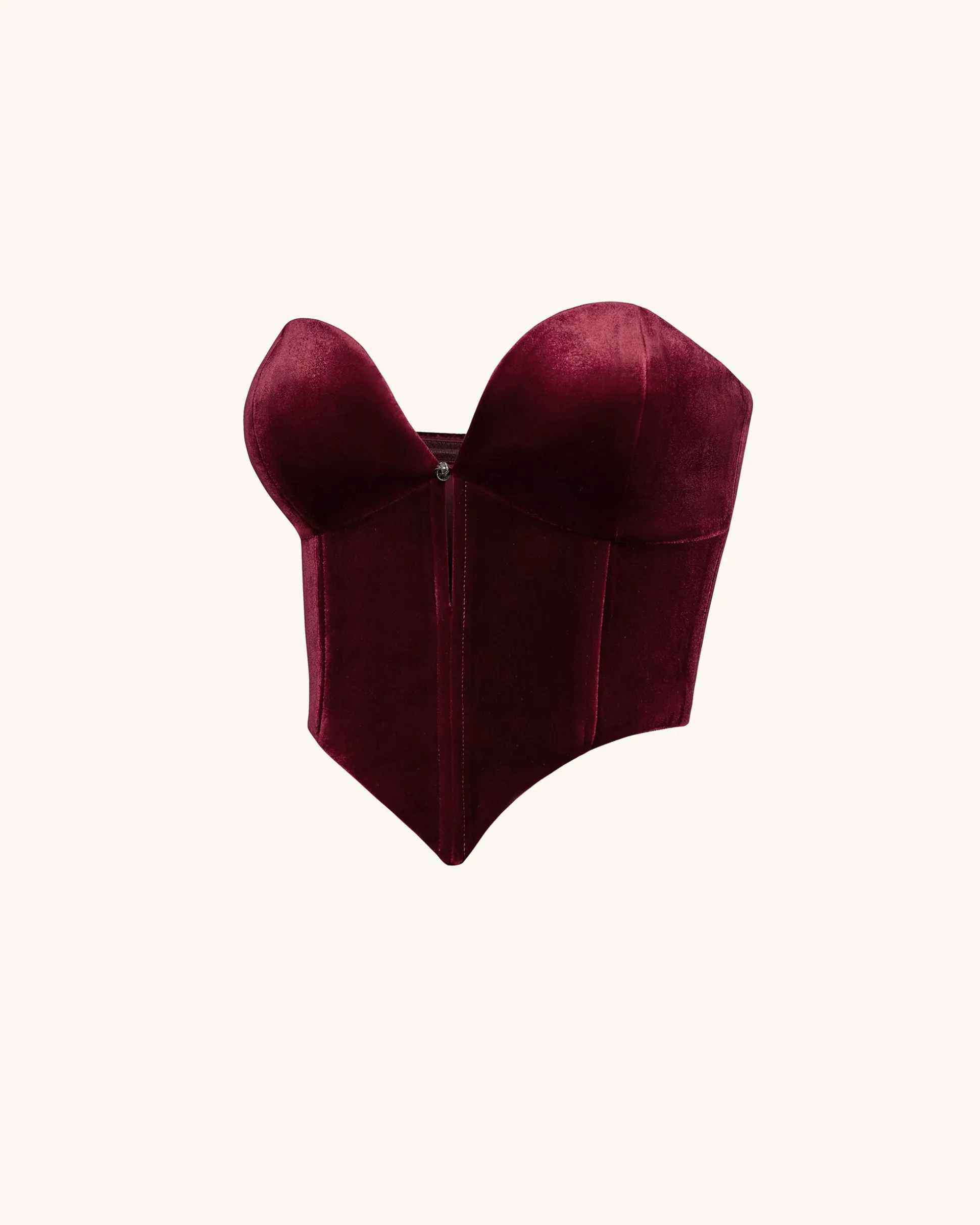 Anna Low-cut Velvet Corset Top - Claret