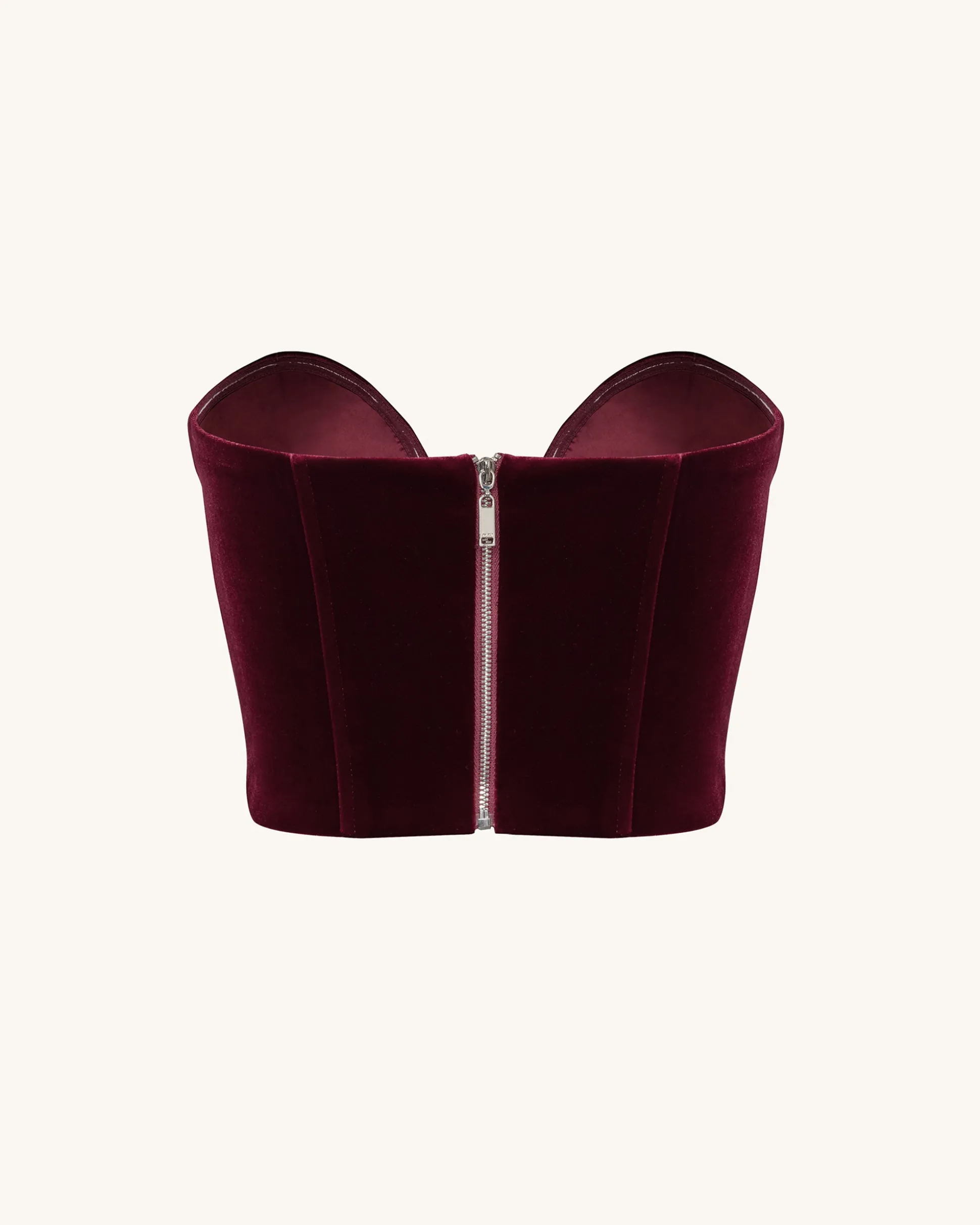 Anna Low-cut Velvet Corset Top - Claret