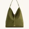 Aria Faux Suede Shoulder Bag - Dark Olive
