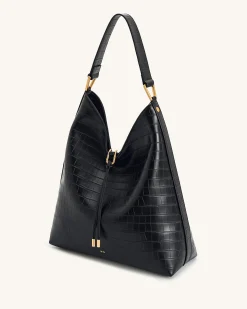 Aria Shoulder Bag - Black Croc
