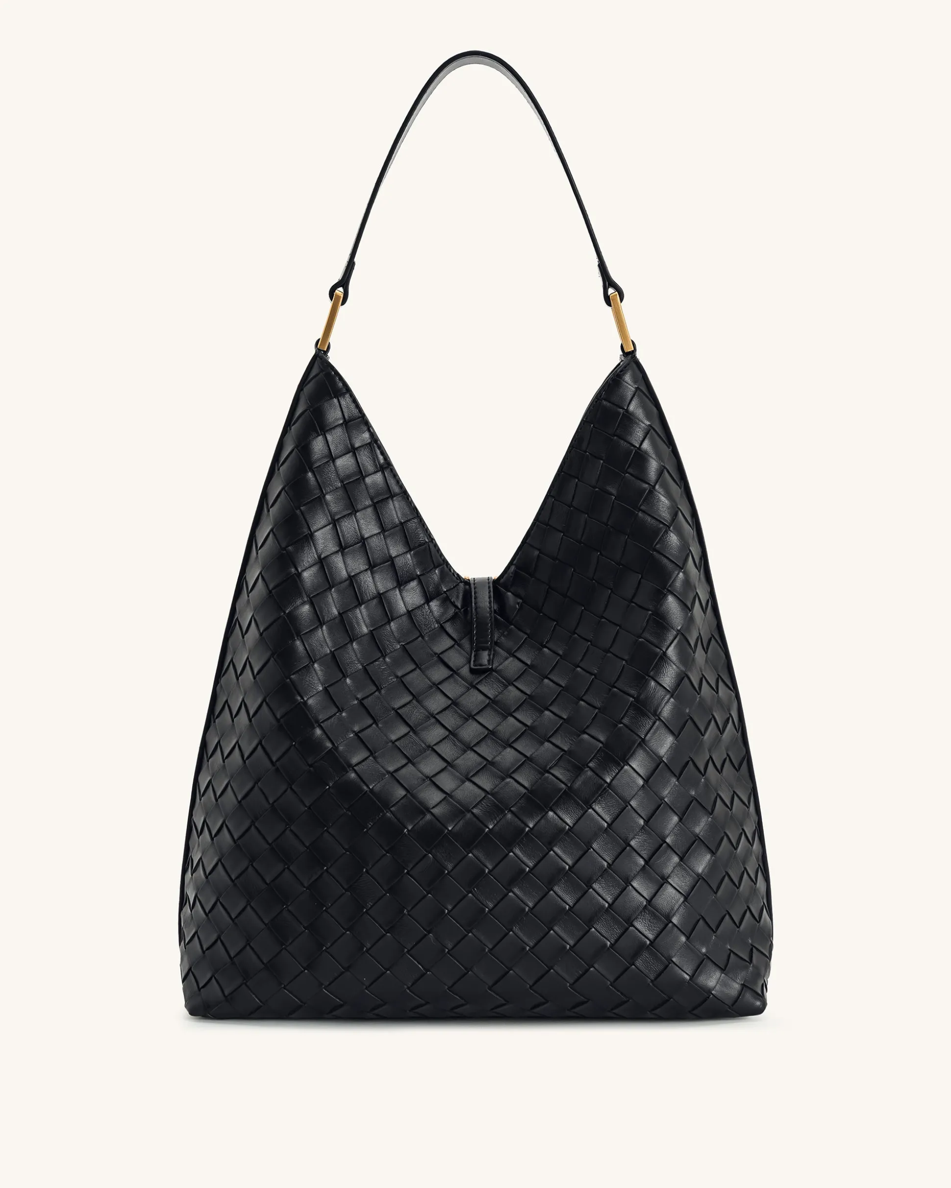 Aria Woven Texture Shoulder Bag - Black