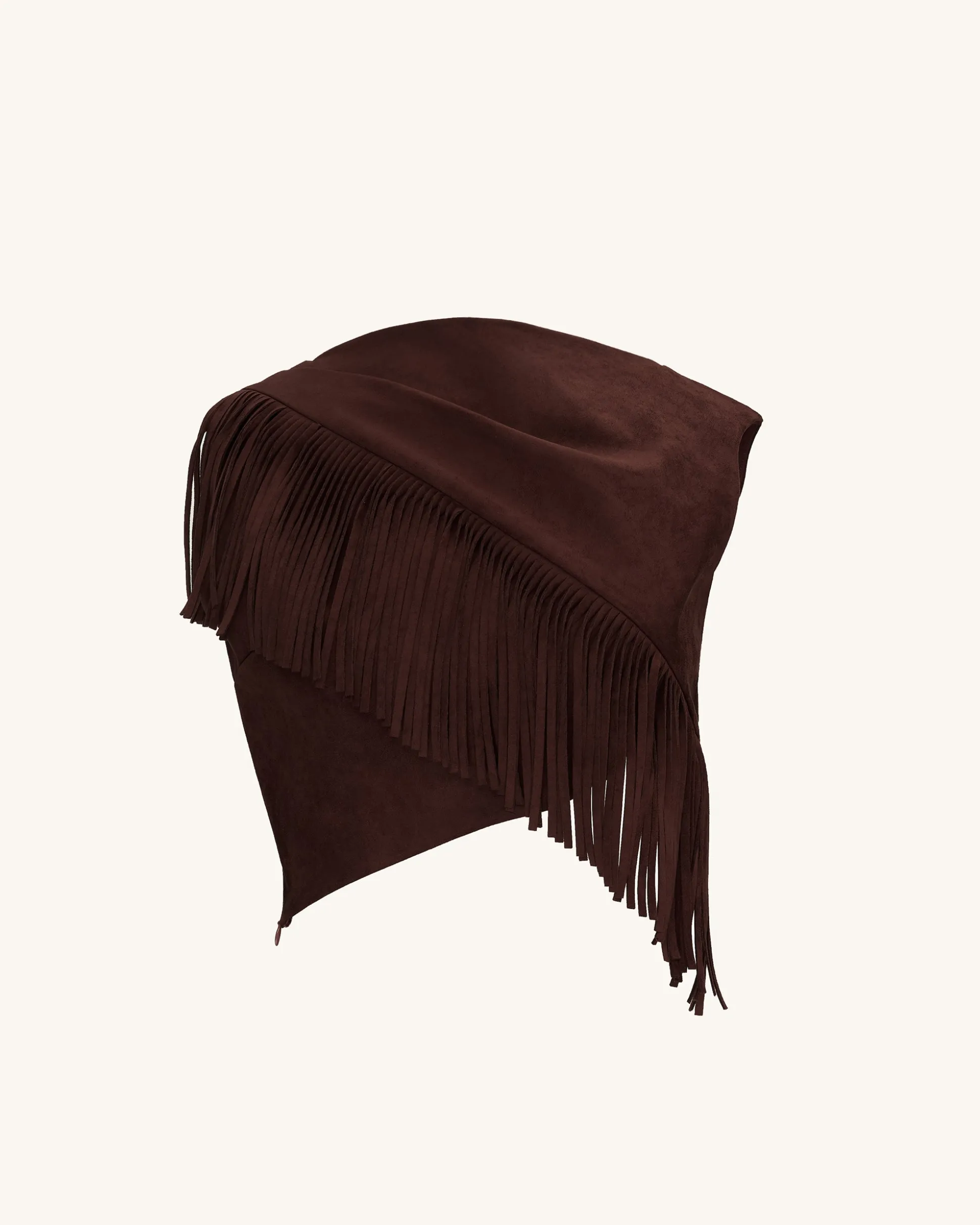 Ariana Asymmetric Fringe Sueded Top - Burgundy