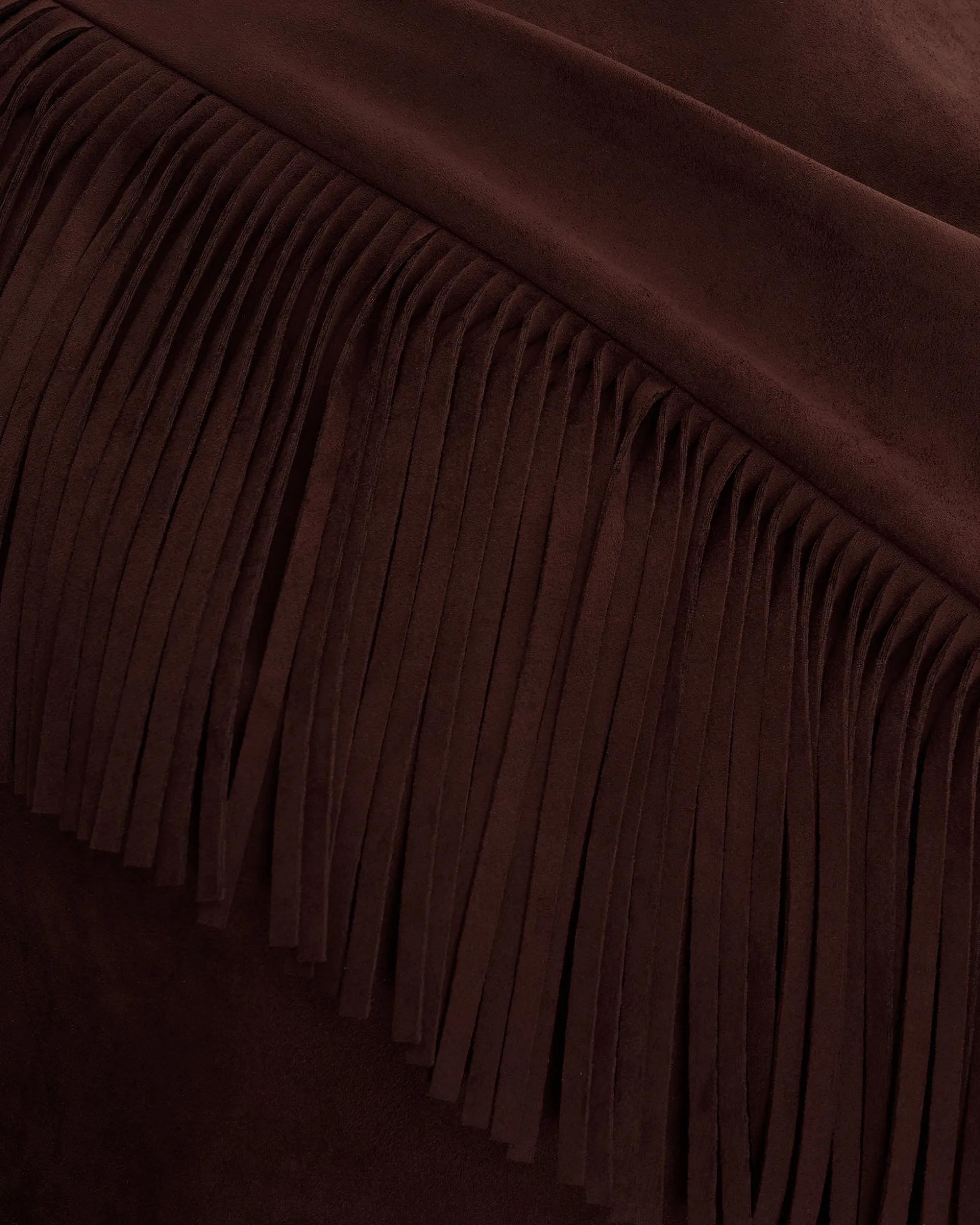 Ariana Asymmetric Fringe Sueded Top - Burgundy
