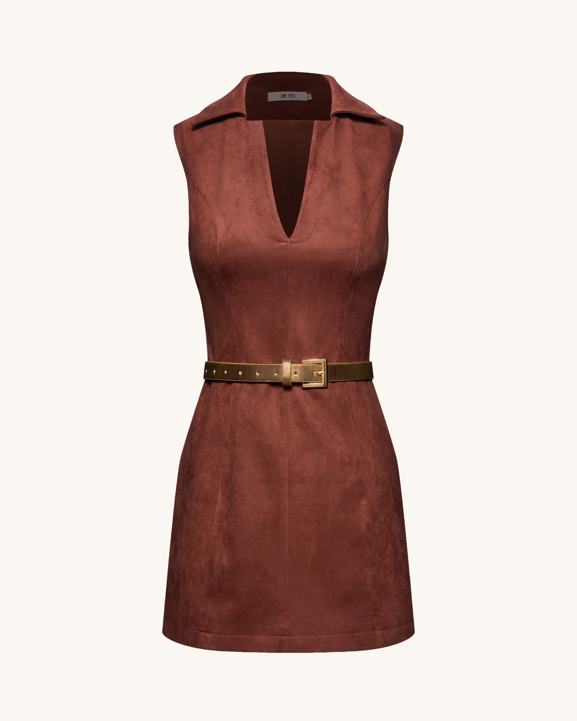 Ariana Sleeveless Suedes Mini Dress - Burgundy