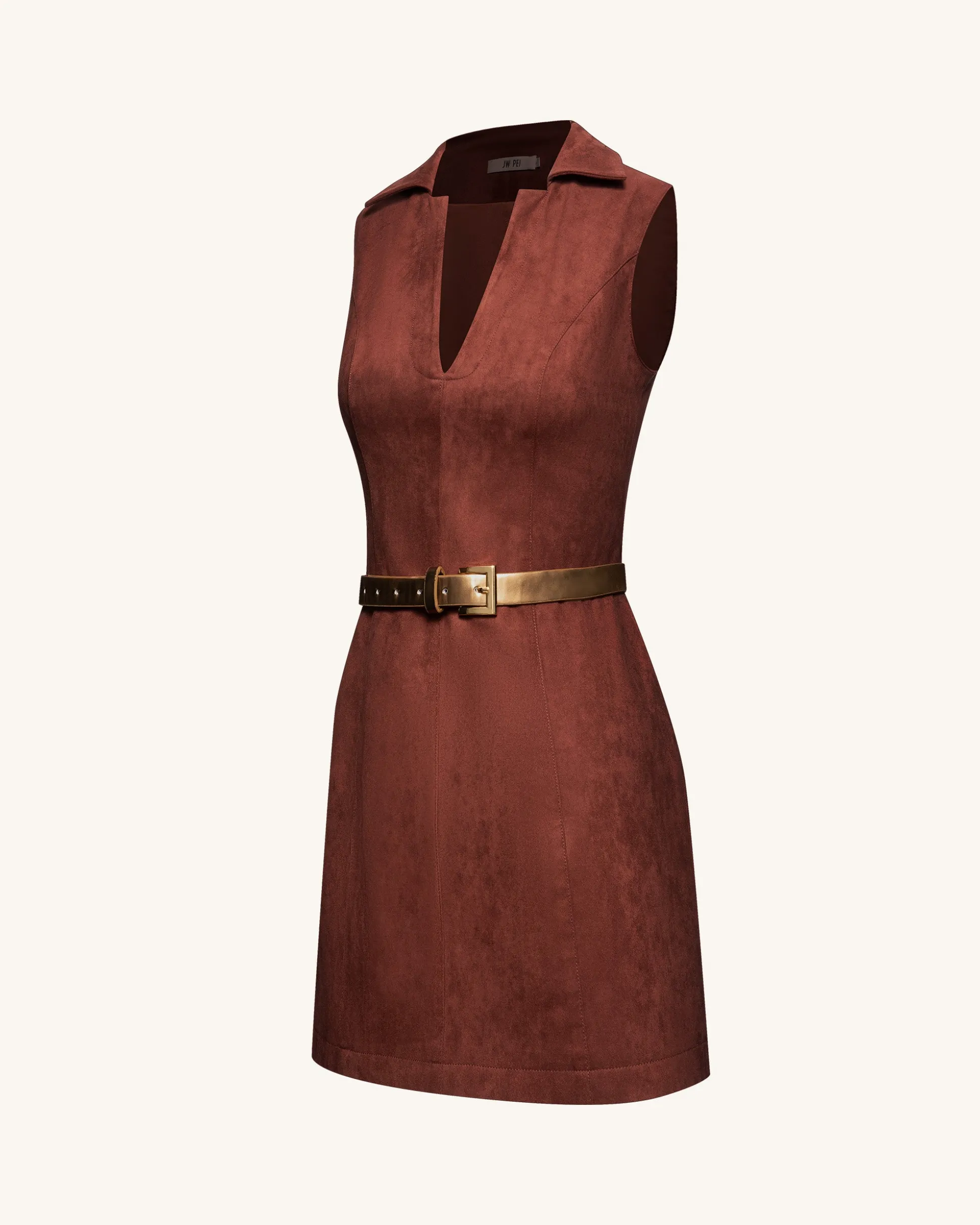 Ariana Sleeveless Suedes Mini Dress - Burgundy